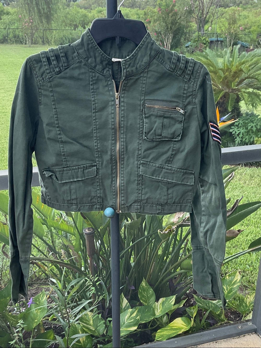 Mudd Dark Green Cropped Utility Jacket junior